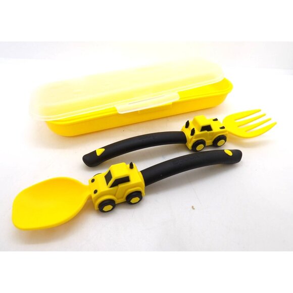 Unbranded Other - Child's Fork and Spoon Set Construction with Case NEW